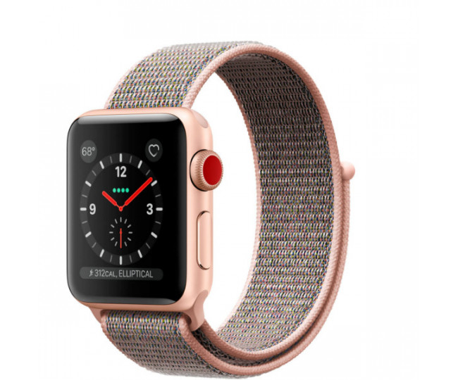 Apple Watch Series 3 GPS + Cellular 38mm Gold Aluminum Case with Pink Sand Sport Loop (MQJU2) б/в